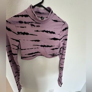 Purple Ribbed Long Sleeve Crop Top from H&M